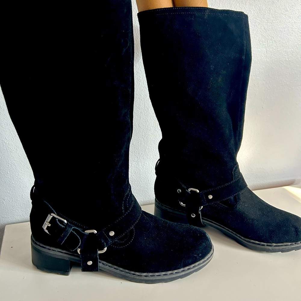 Black suede Nine West riding boots